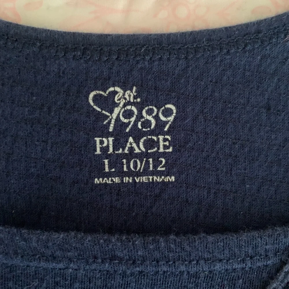 Children's Place Tank Top Girls L 10/12 Navy Blue Crochet Sequin Ruffle Textured